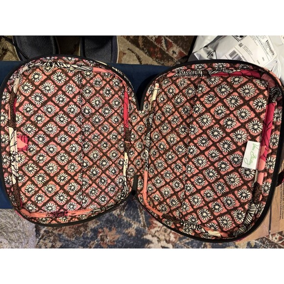 Vera Bradley Cosmetic Bag Retired Mocha Rouge Pink Brown Floral Medium - Picture 5 of 12